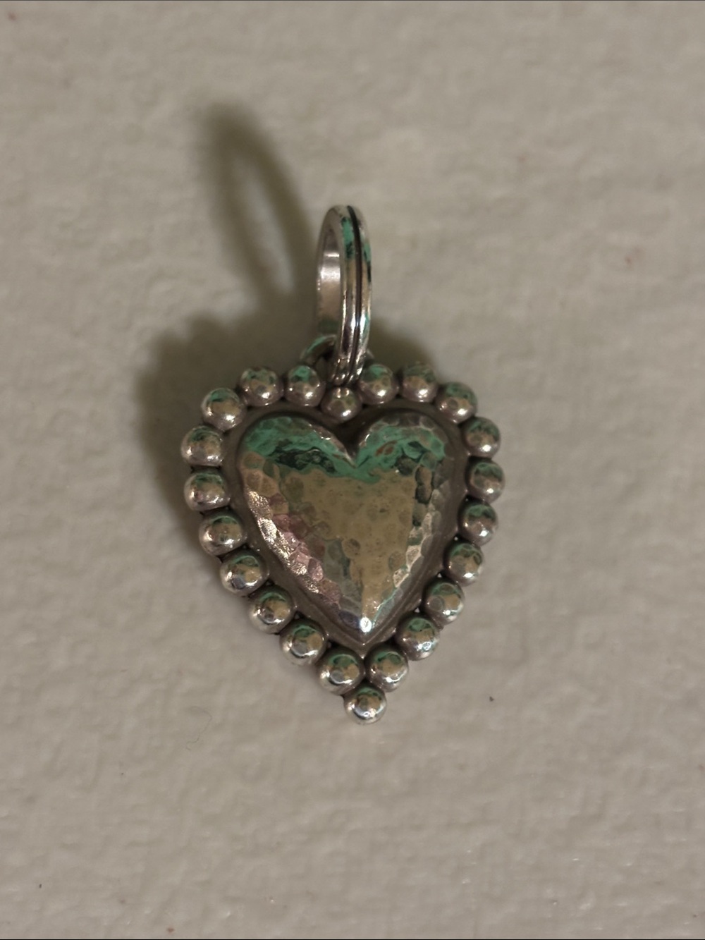 Brighton Sterling Silver Heart Pendant with Beaded Border Necklace or Charm